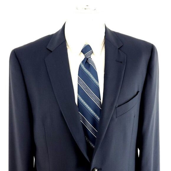 Joseph Abboud Marzotto‎ Super 120s Wool2 Button Blazer 40R Or Slim 42R Blue - Picture 1 of 11